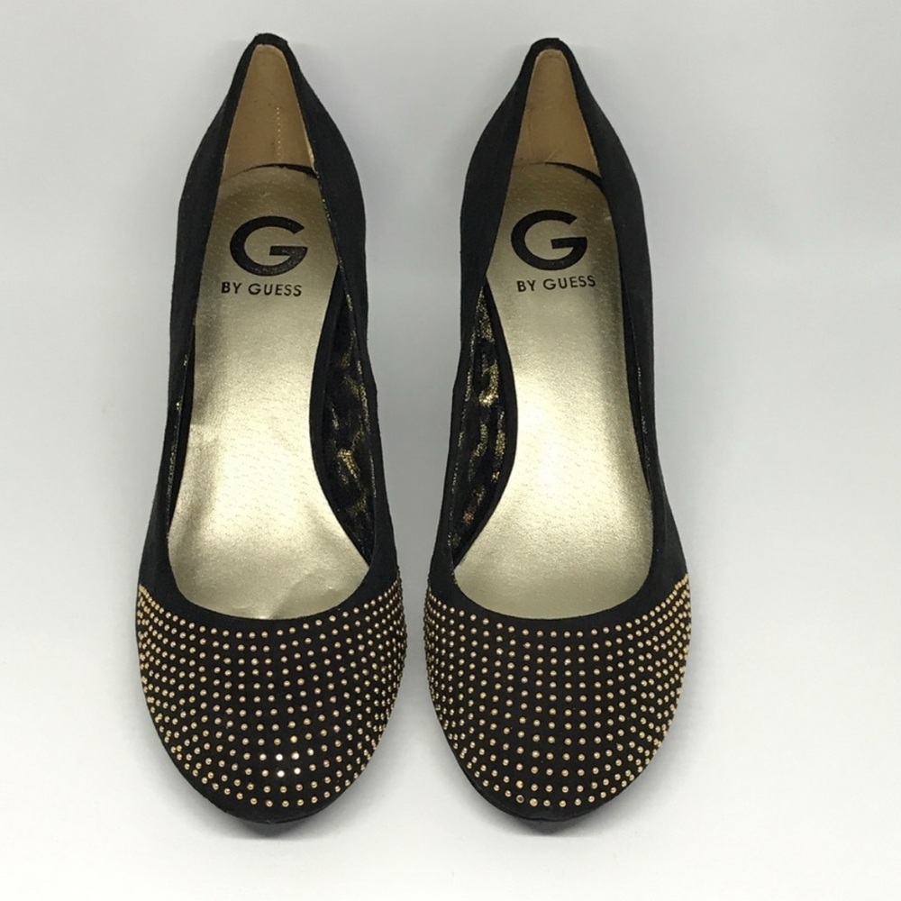 Guess Black and Gold Studded Heels
